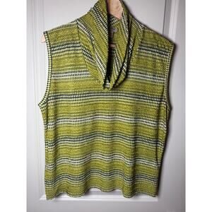 Lime Green textured cowl neck tank top Size XL Cottagecore